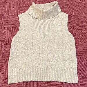 Elegant Cream / ecru / natural earth tone Turtleneck Sweater Vest